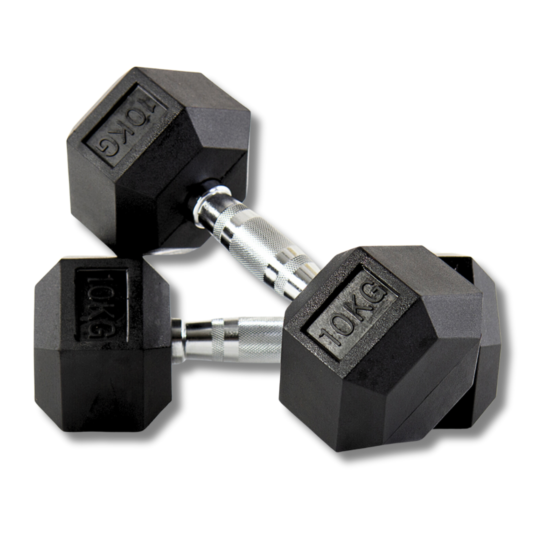 "Professional 10 kg hexa dumbbells for strength"
