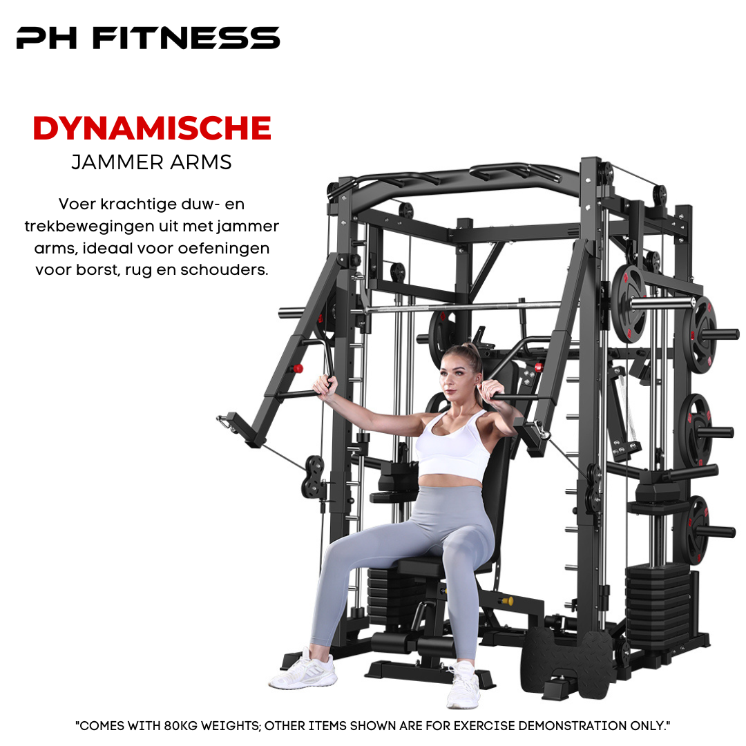 Premium Power Rack met Smith Machine, Leg Press en 160KG Gewichtsstapel