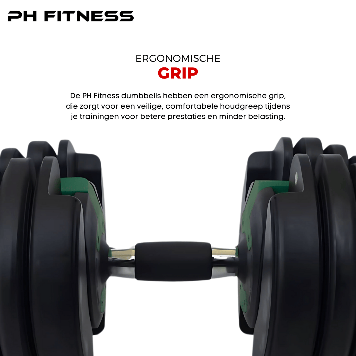 PH Fitness adjustable dumbbell with ergonomic anti-slip grip handle for comfortable and secure training