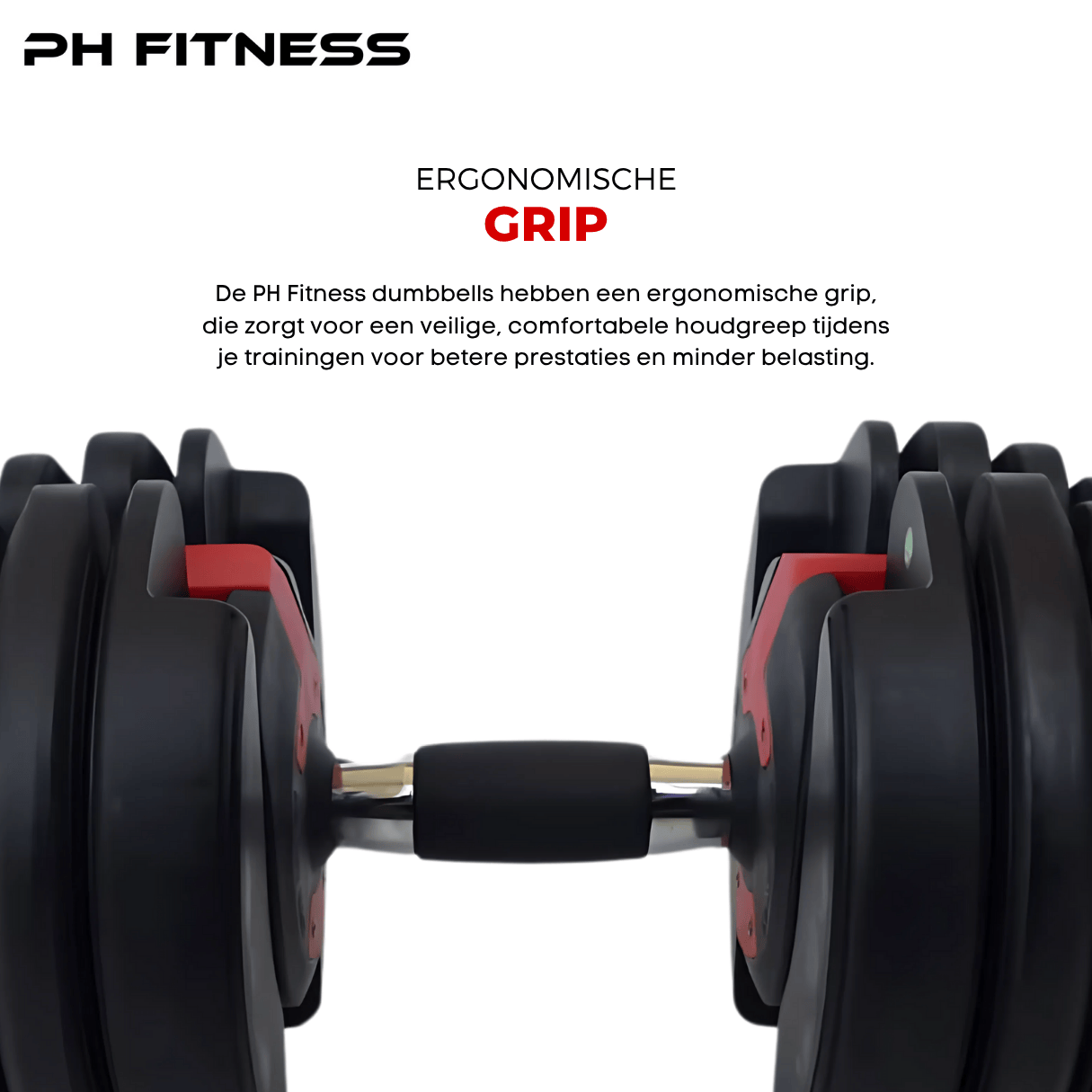 PH Fitness adjustable dumbbell with ergonomic anti-slip grip handle for comfortable and secure training
