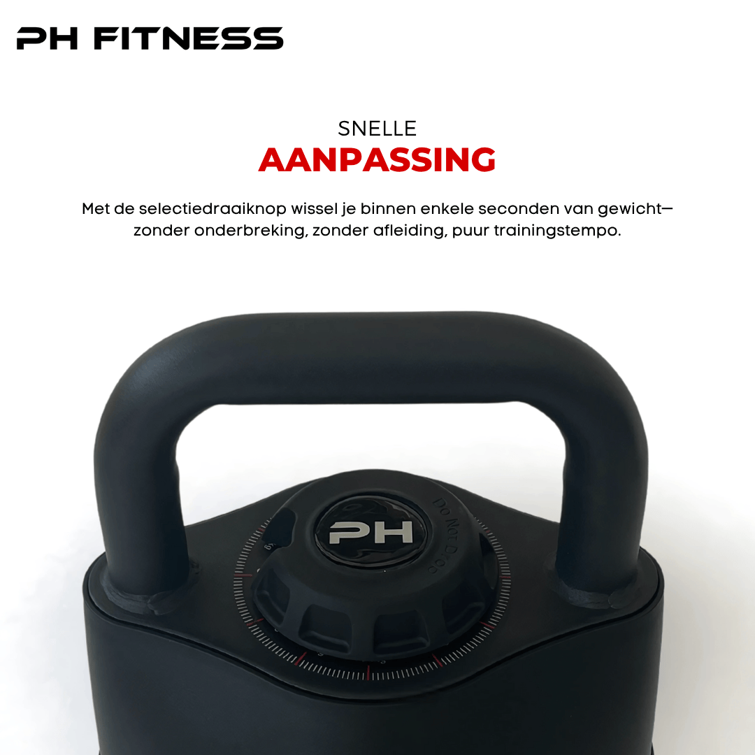 Zoomed-in view of PH Fitness adjustable kettlebell dial – fast and smooth weight adjustment