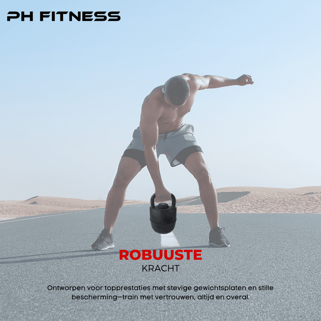Man training outdoors with PH Fitness adjustable kettlebell – strength and endurance workout