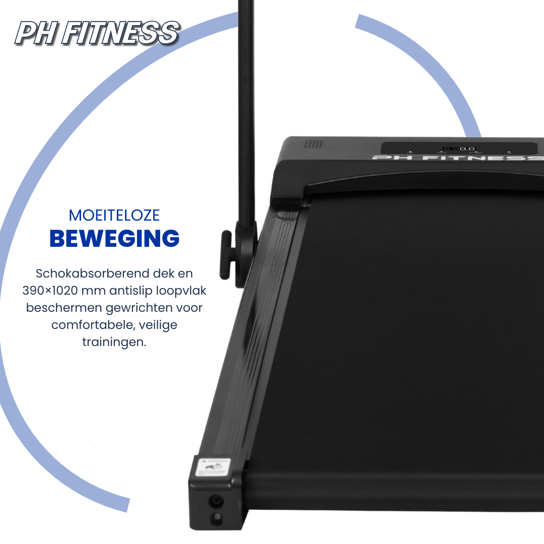 PH Fitness Loopband – 8 km/u - Incline & Handmatige Helling – Black / Zwart – Walking Pad – Loopband voor Thuis – Loopb - PH Fitness