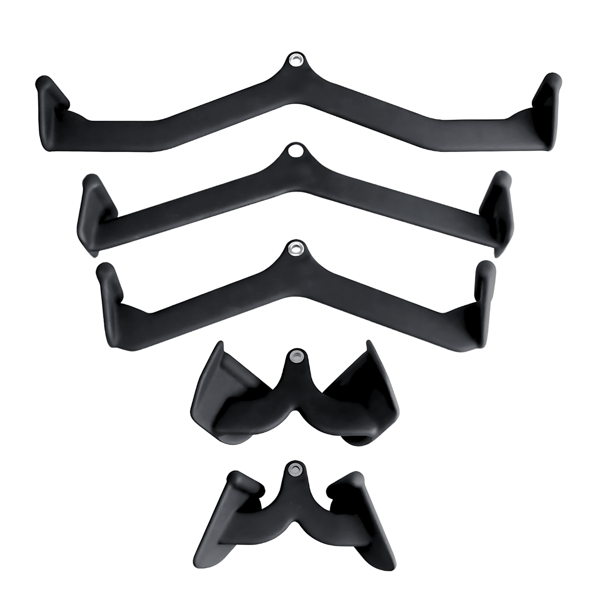 PH Fitness complete multi-grip attachment set with 5 lat pulldown and row handles, ideal for home gym cable machine workouts.