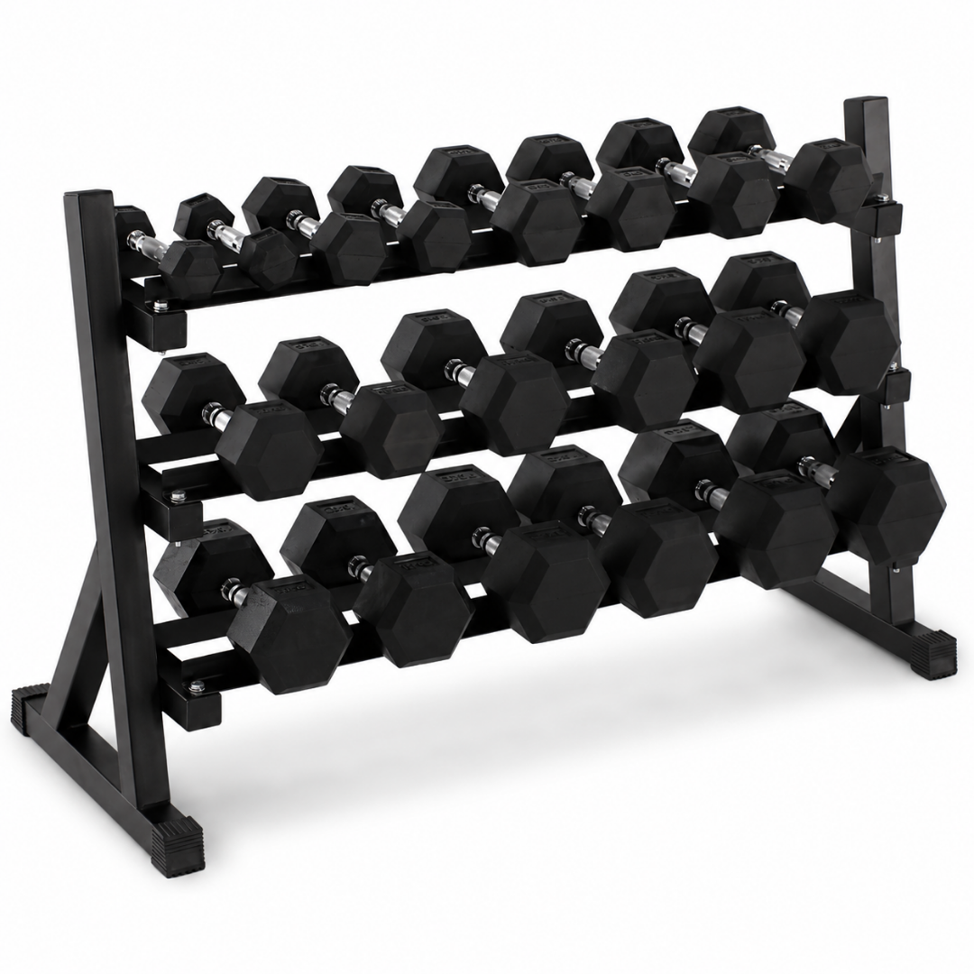 Set d'haltères hexagonaux - 2 à 20KG avec support pour haltères