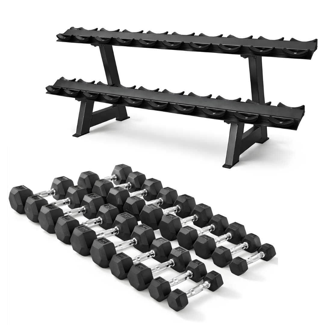 Hexa-Hantelset – 2 bis 20 kg mit Hantelablage