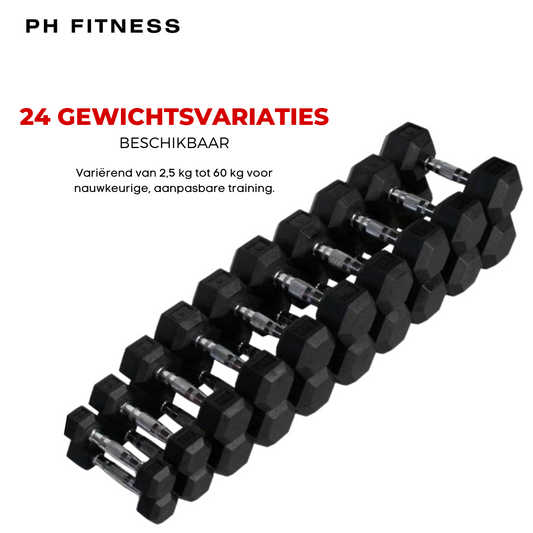 PH Fitness Hex Dumbbell Set 1 – 10 KG | Losse Set · Met Torenrek · Met Luxe Designrek