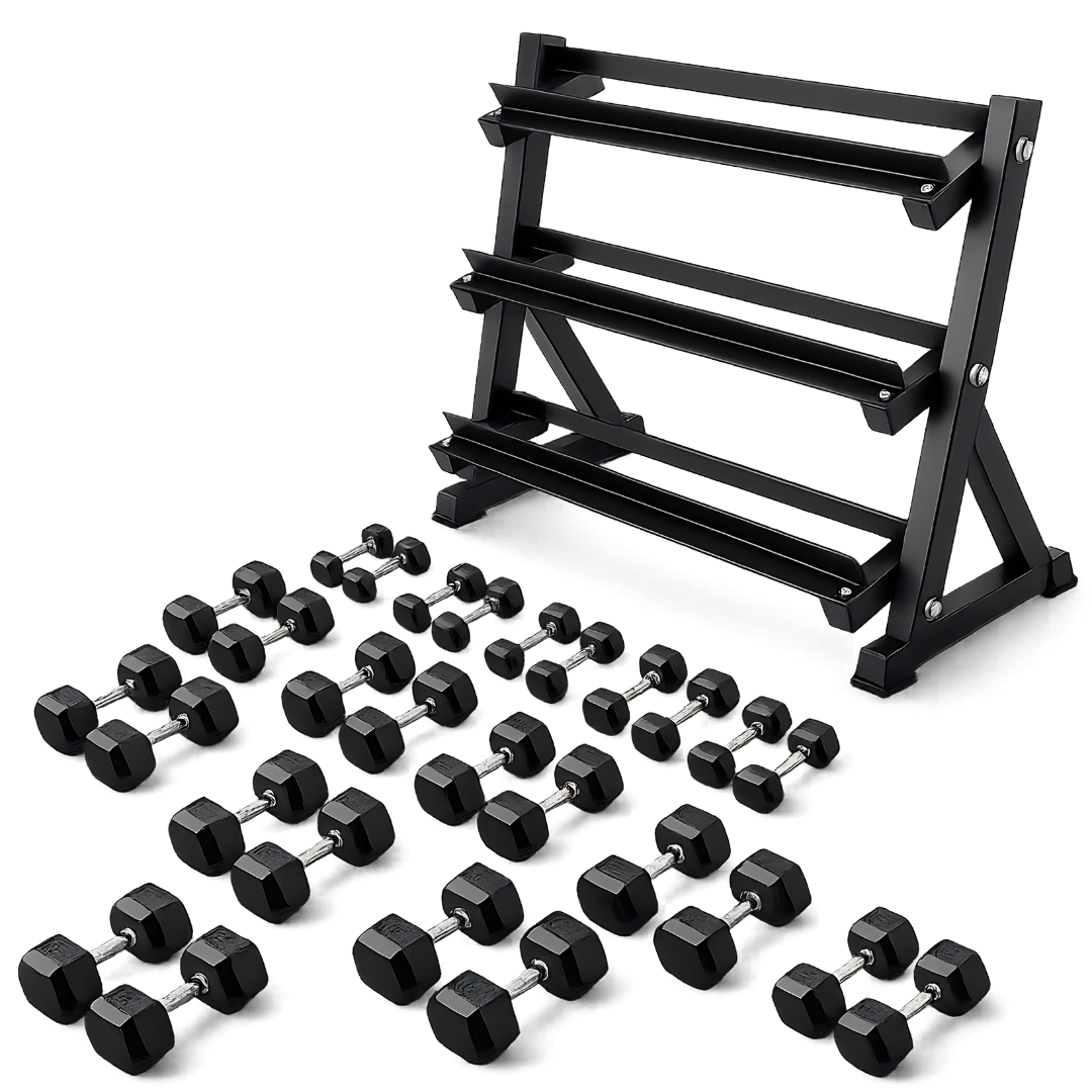Hexa Hantel-Set – 1 bis 10 kg – 12,5 bis 20 kg – Hantelablage