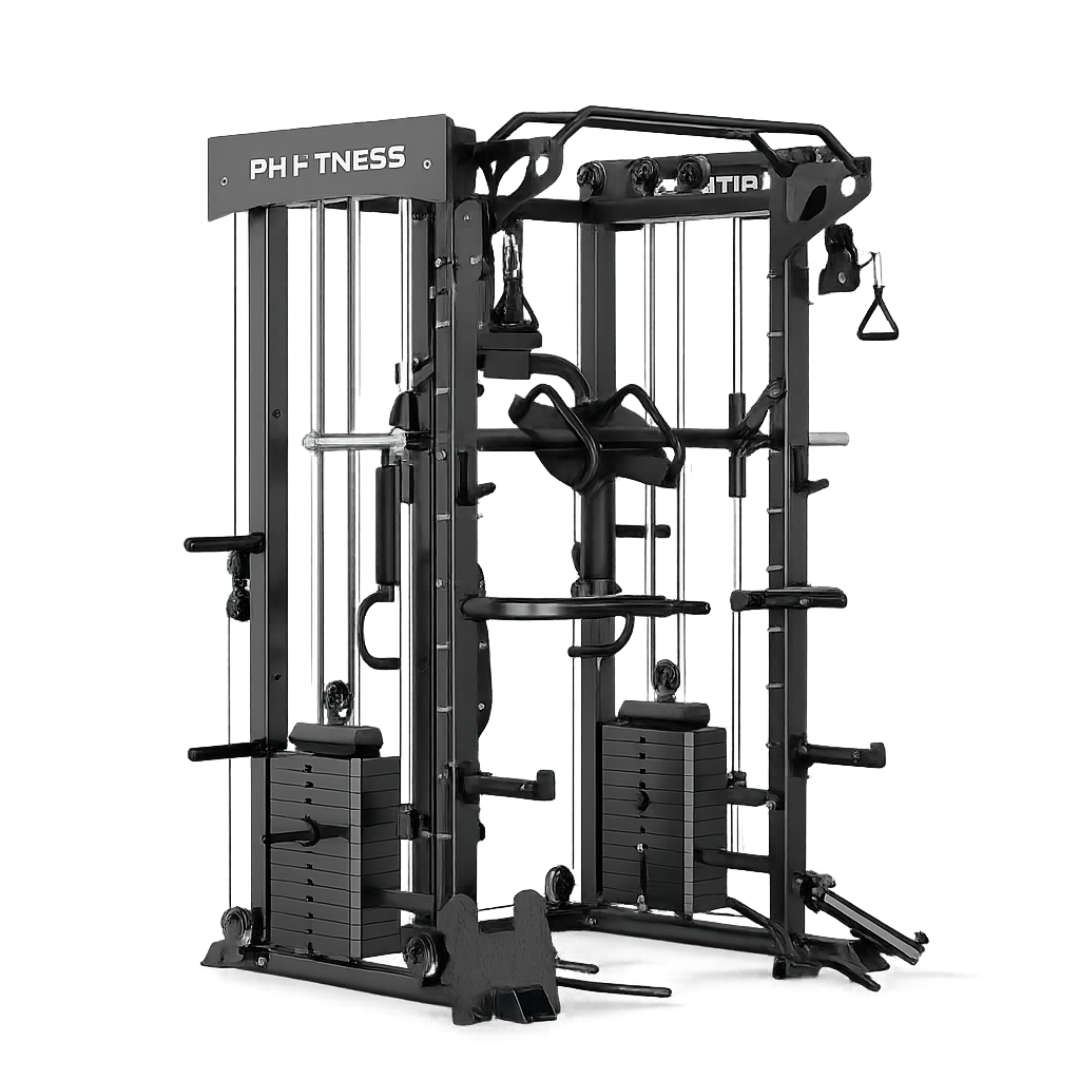All-in-One-Heim-Fitnessstudio – 160 kg Gewichtsstapel – Smith-Maschine + Kabelsystem – Ganzkörper-Kraftstation – Kompakt &amp; Professionell