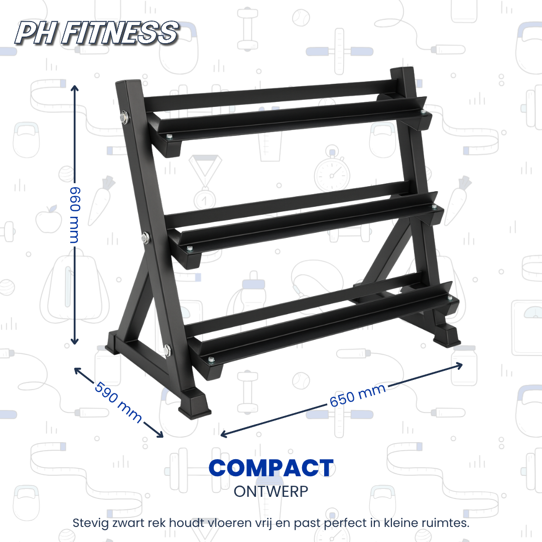 Hexa-Hantelset – 2,5 bis 25 kg mit Hantelablage