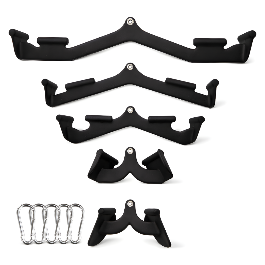 PH Fitness 5er Kabelzug Griff Set – Multi Grip Latzug & Ruder Griffe inkl. Karab