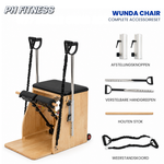Ensemble complet d’accessoires de la Wunda Chair PH Fitness avec poignées réglables, bâton en bois et cordons de résistance