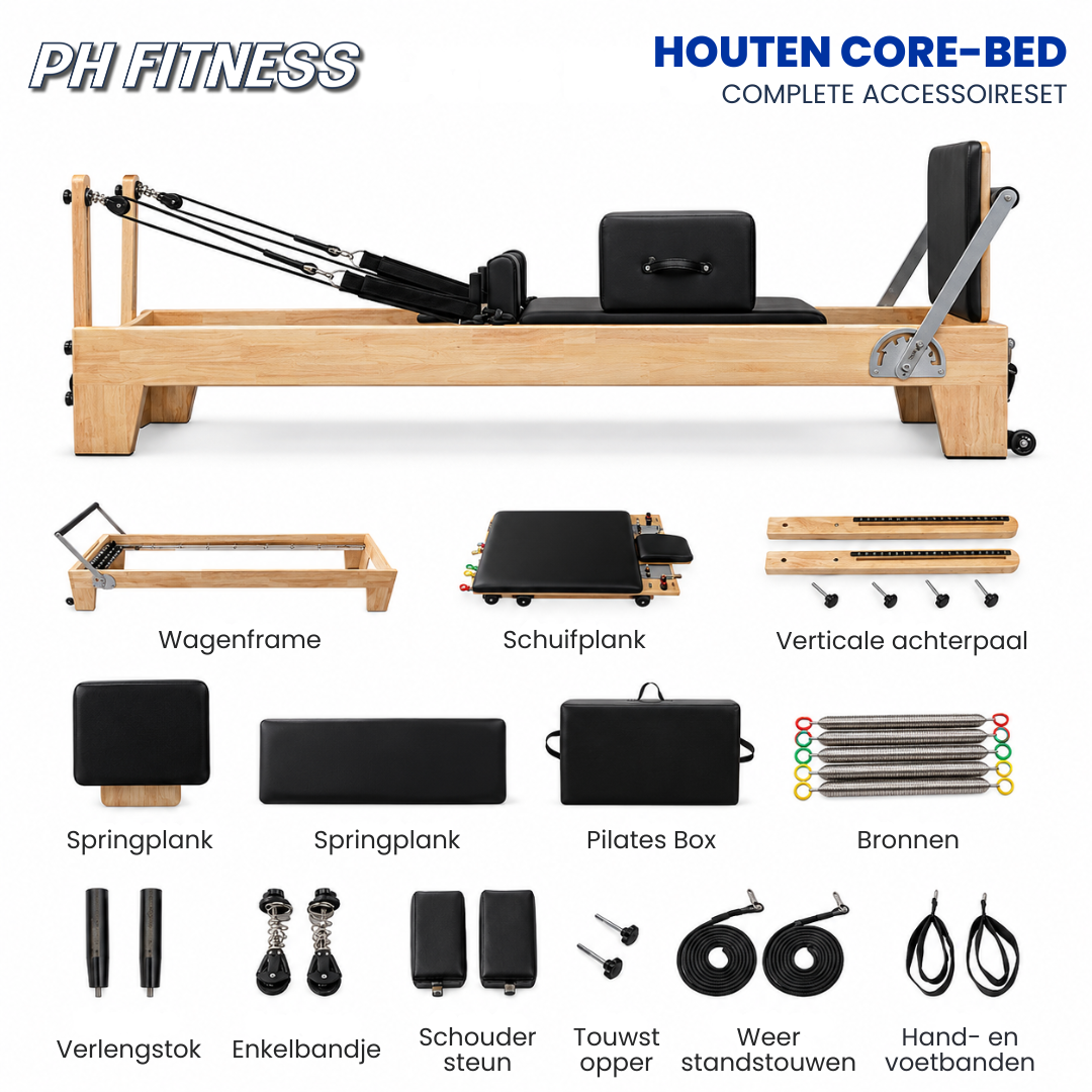 Ensemble complet d’accessoires du Reformer Pilates en bois
