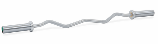"EZ-curl bar with ergonomic grip, ideal for bicep and tricep workouts"
