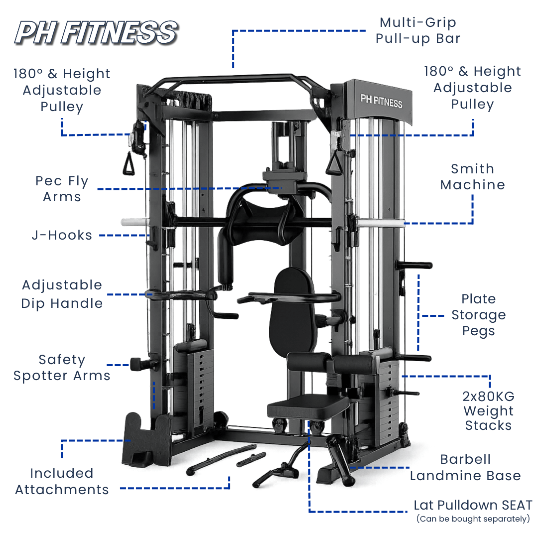 PH Fitness All-in-One Power Rack avec Smith machine et piles de poids de 160 kg – image produit 6