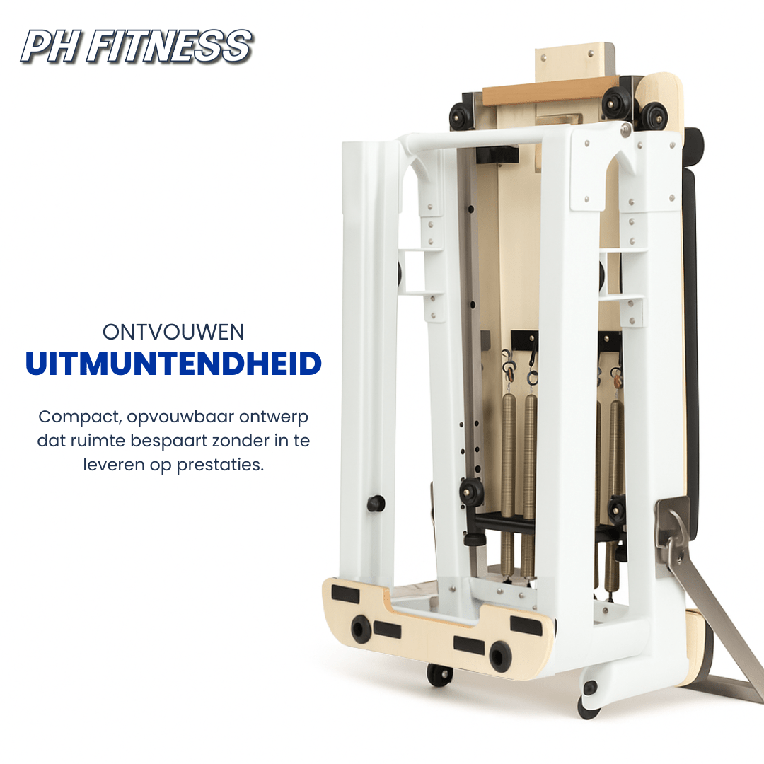 Reformer Pilates pliable en aluminium rangé verticalement