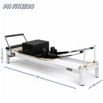Dimensions du Reformer Pilates PH Fitness en aluminium : 241 × 68 × 40 cm