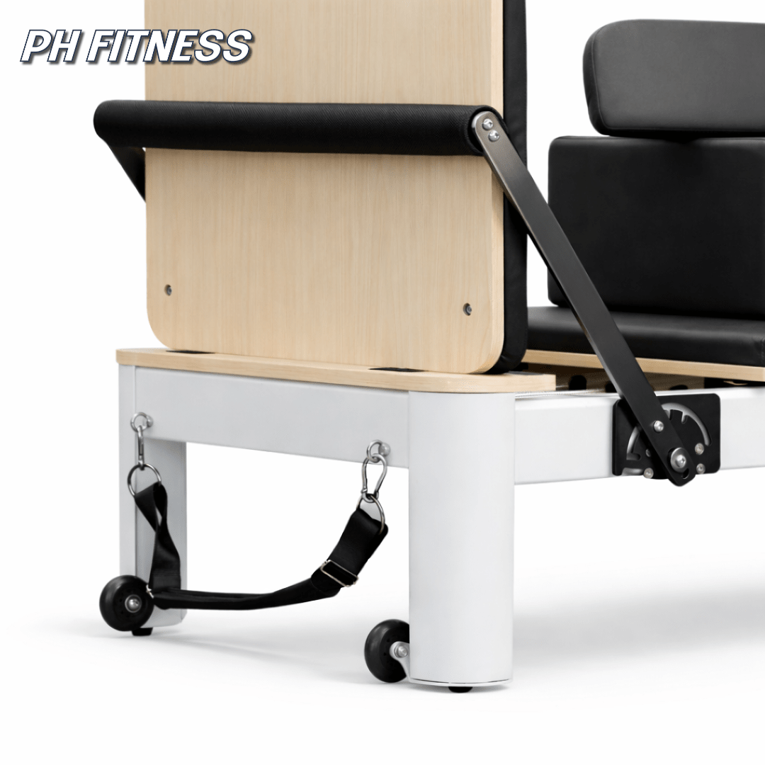 Barre de pieds réglable et roulettes de transport du Reformer Pilates en aluminium
