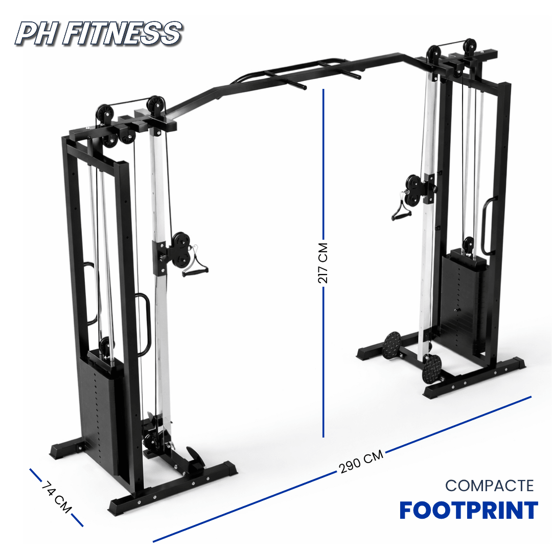 PH Fitness Dual Cable Crossover Functional Trainer avec deux piles de poids de 100 kg – image produit 3