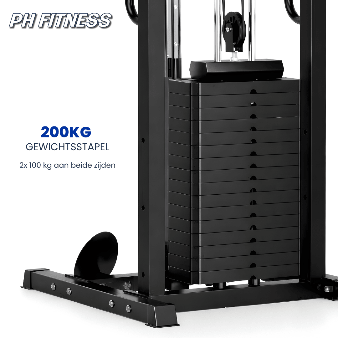 PH Fitness Dual Cable Crossover Functional Trainer avec deux piles de poids de 100 kg – image produit 4