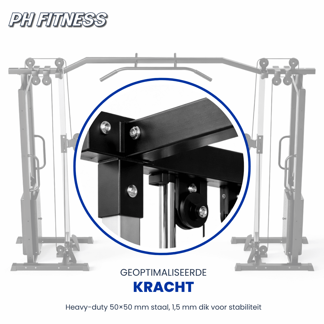 PH Fitness Dual Cable Crossover Functional Trainer avec deux piles de poids de 100 kg – image produit 2