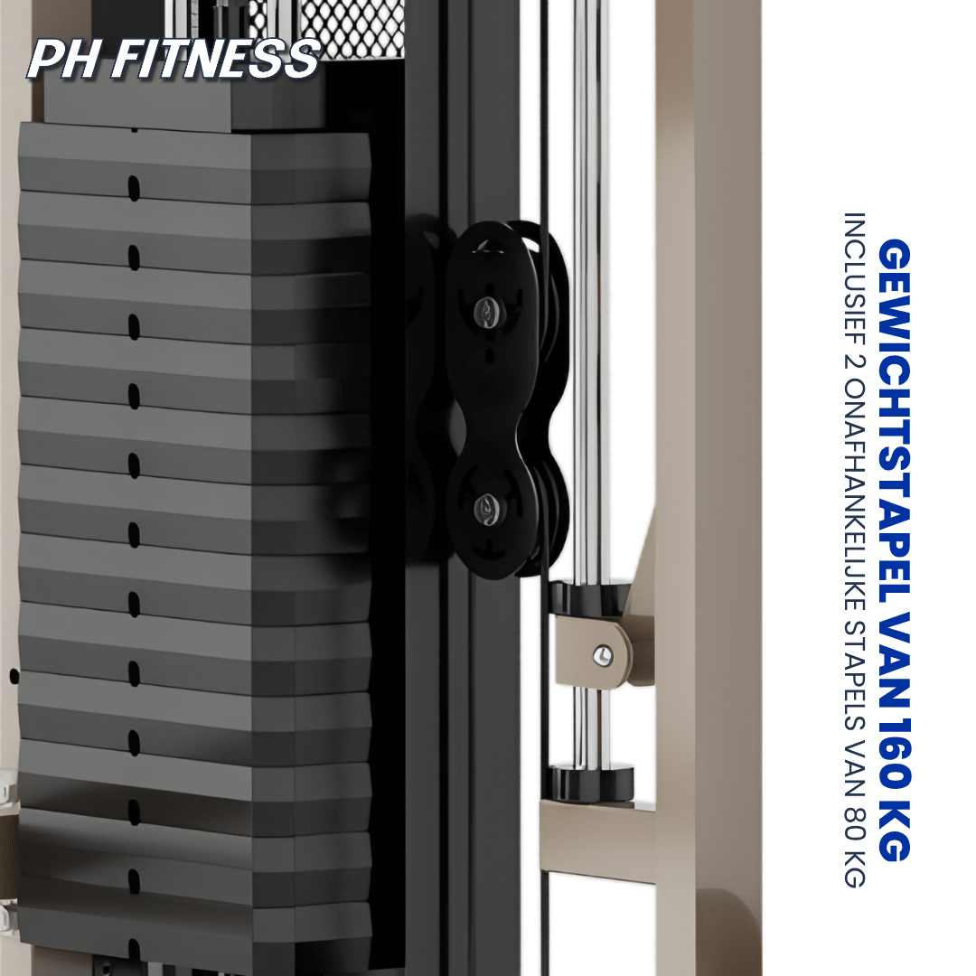 Deux piles de poids indépendantes de 80 kg sur le Fusion X Pro Rack