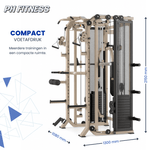Encombrement compact du Fusion X Pro Rack – 130 × 108 × 215 cm