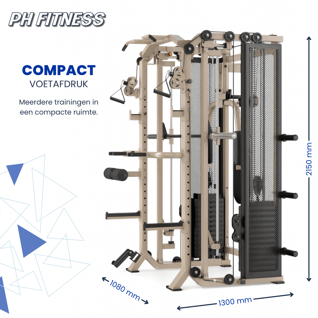 Encombrement compact du Fusion X Pro Rack – 130 × 108 × 215 cm