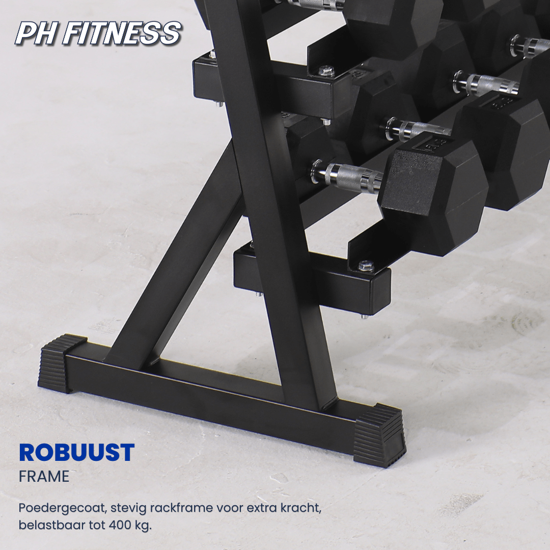 Hexa Dumbbell Set - 2.5 t/m 25KG met Dumbbell Rack - Physical Sports Group B.V.