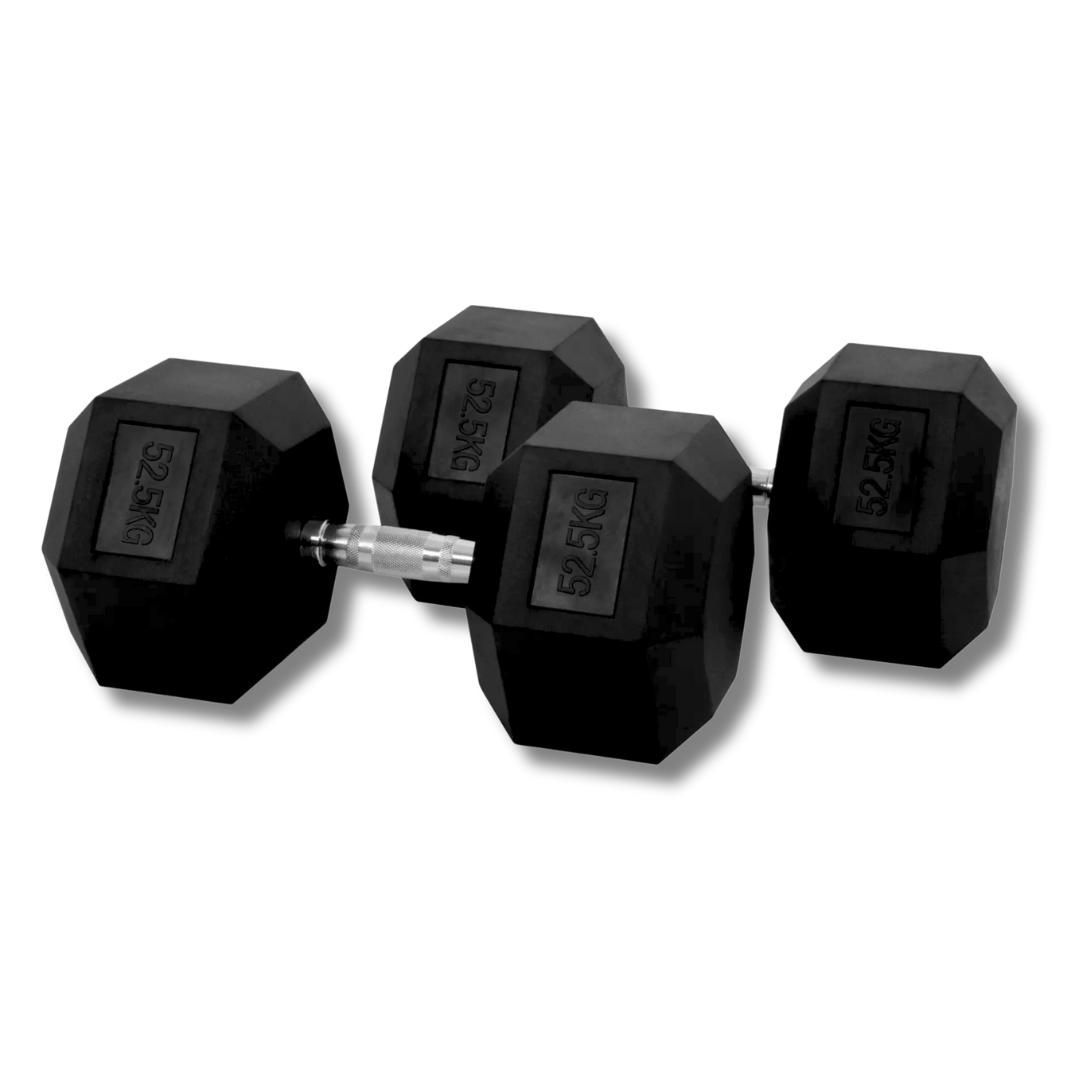 PH Fitness Hexa dumbbell 52,5 kg – zwarte rubberen koppen en chromen handgreep