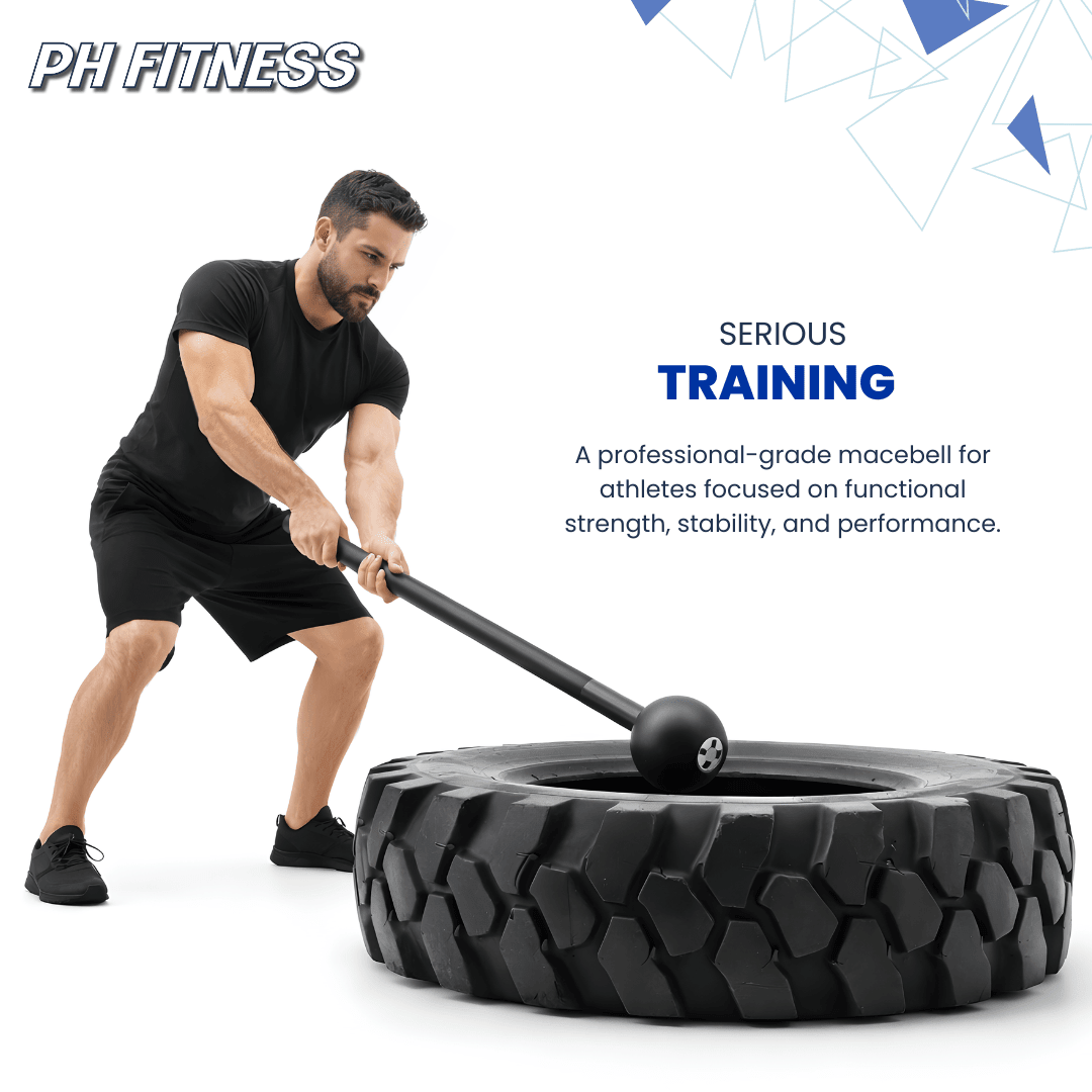 Macebell 2.5–10 kg – Massief Stalen Mace Bell voor Functionele Krachttraining, Core, Schouder Stabiliteit & Grip Training - PH Fitness