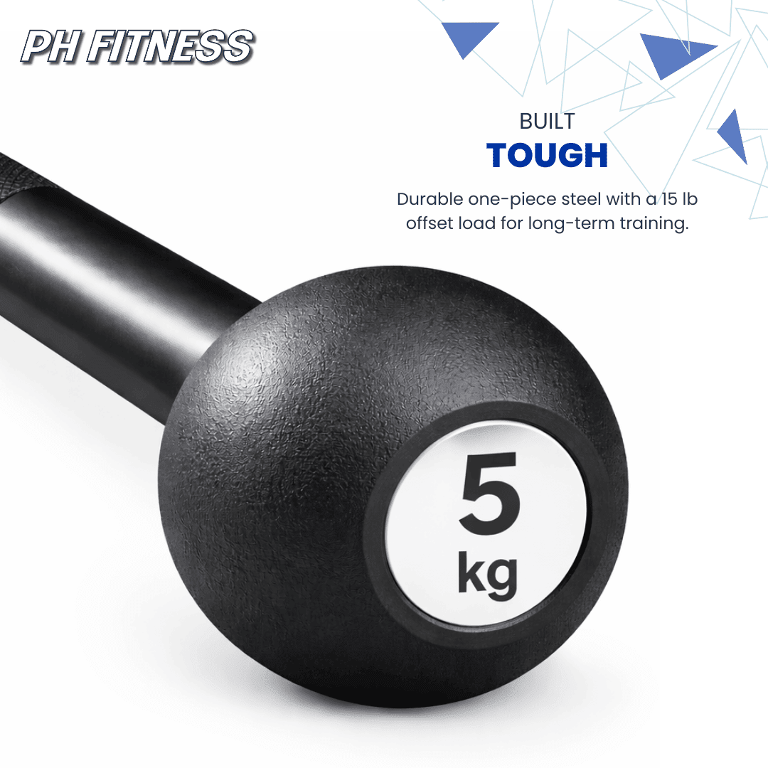 Macebell 2.5–10 kg – Massief Stalen Mace Bell voor Functionele Krachttraining, Core, Schouder Stabiliteit & Grip Training - PH Fitness