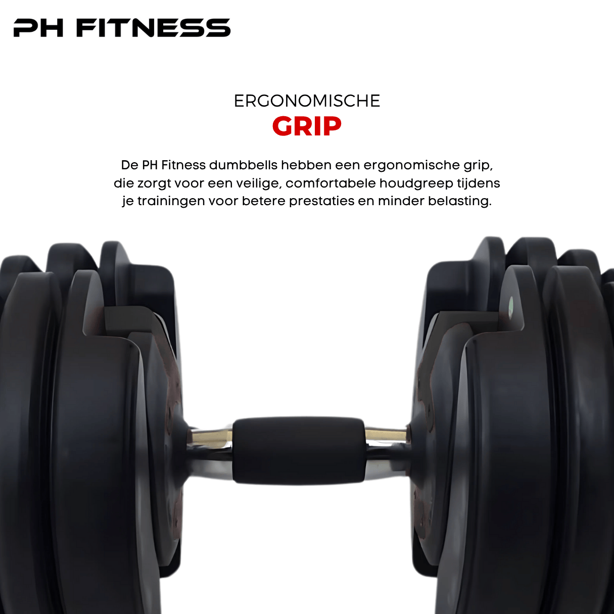 PH Fitness adjustable dumbbell with ergonomic anti-slip grip handle for comfortable and secure training