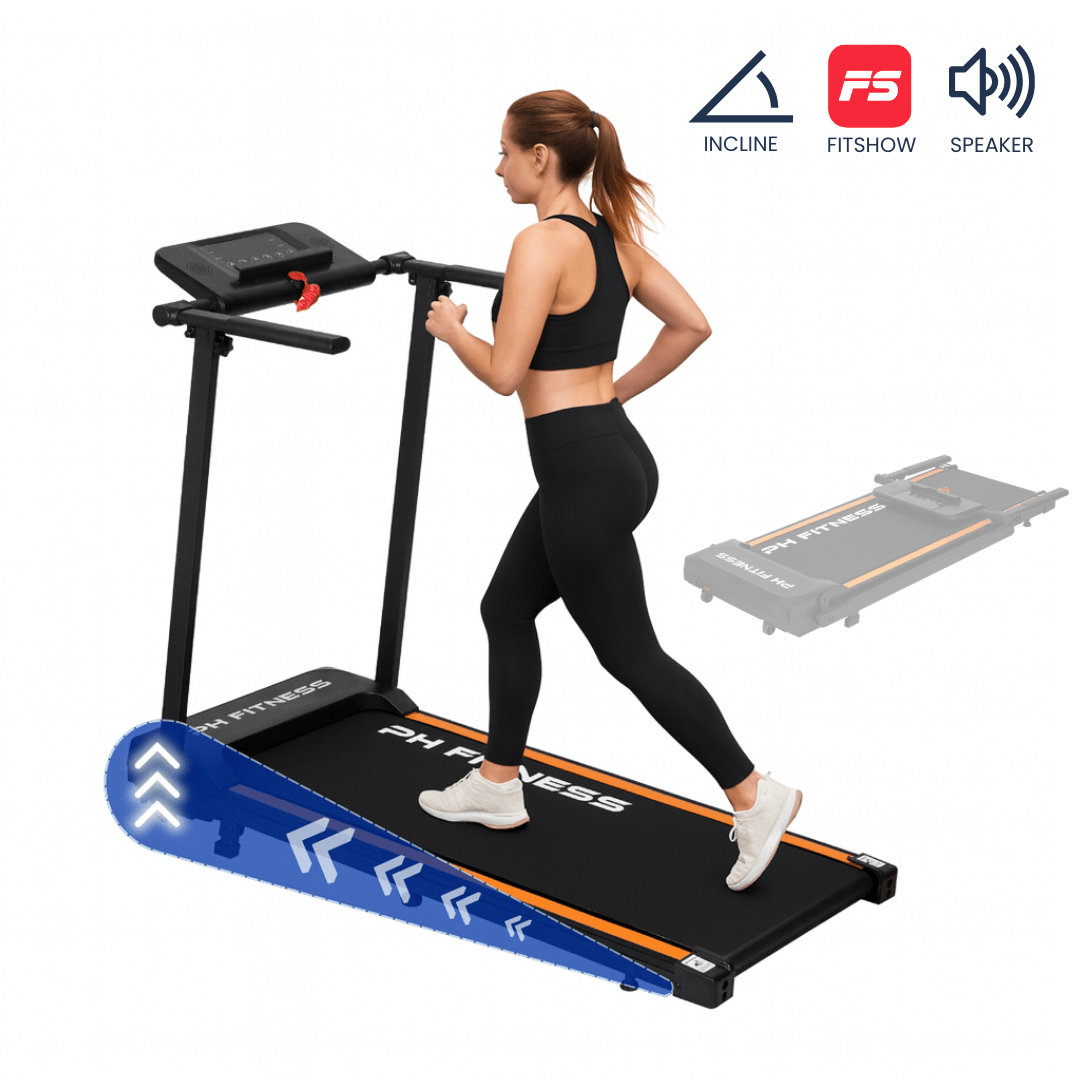 PH Fitness Loopband – 10 km/u – Incline & Handmatige Helling – Opvouwbaar / Inklapbaar – CR - A1F - 2 – Black / Zw - PH Fitness