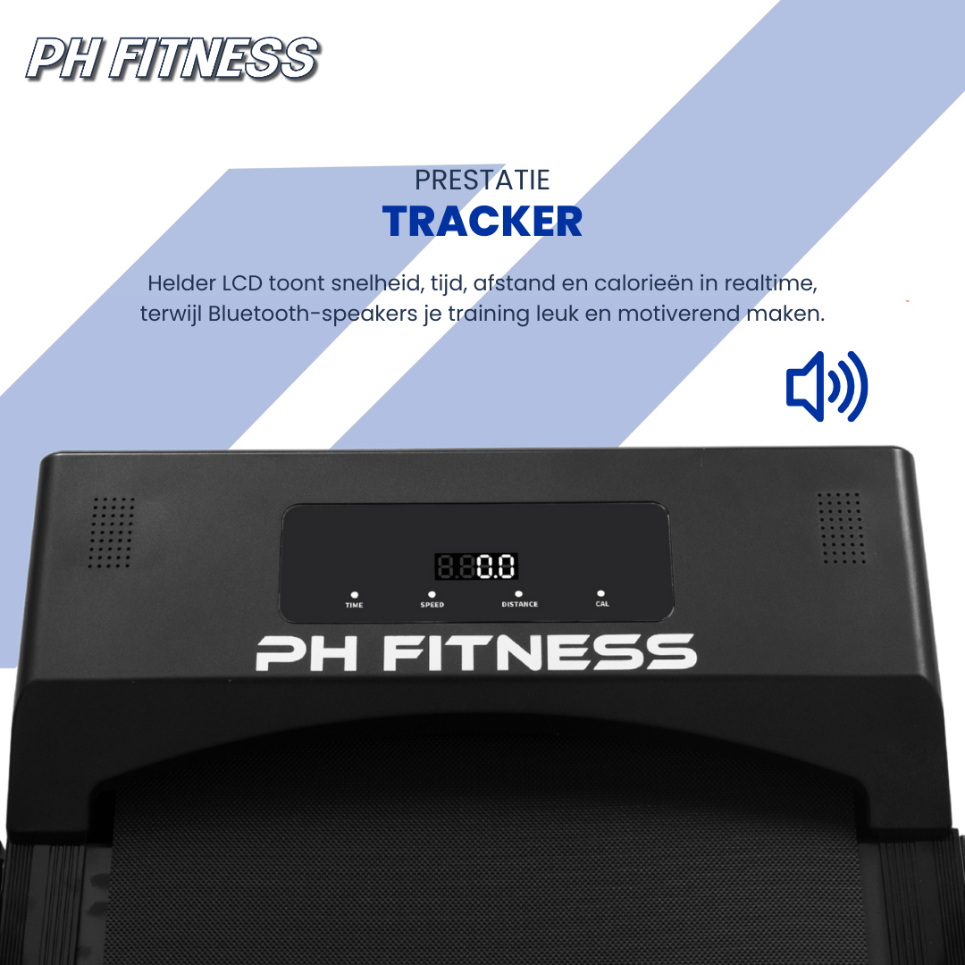 PH Fitness Loopband – 8 km/u - Incline & Handmatige Helling – Black / Zwart – Walking Pad – Loopband voor Thuis – Loopb - PH Fitness