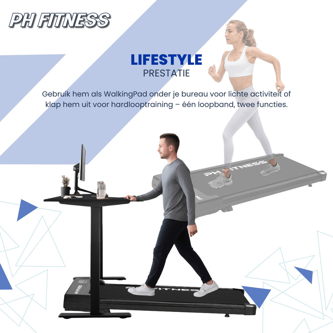 PH Fitness Loopband – 8 km/u – Incline & Handmatige Helling – Opvouwbaar / Inklapbaar – CR - B1S – Black / Zwart - PH Fitness