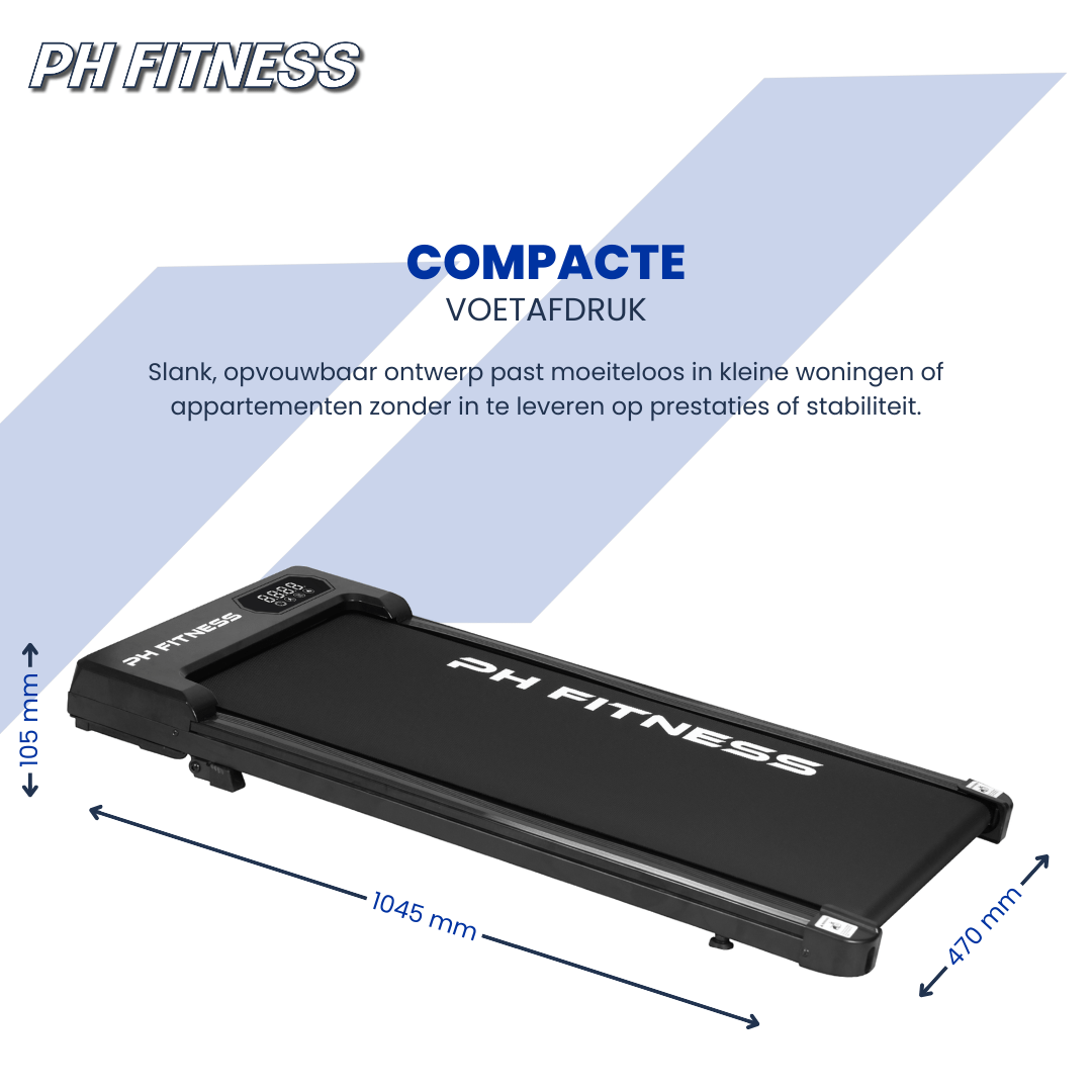 PH Fitness Loopband – 8 km/u – Incline & Handmatige Helling – Opvouwbaar / Inklapbaar – CR - B3 – Black / Zwart - PH Fitness
