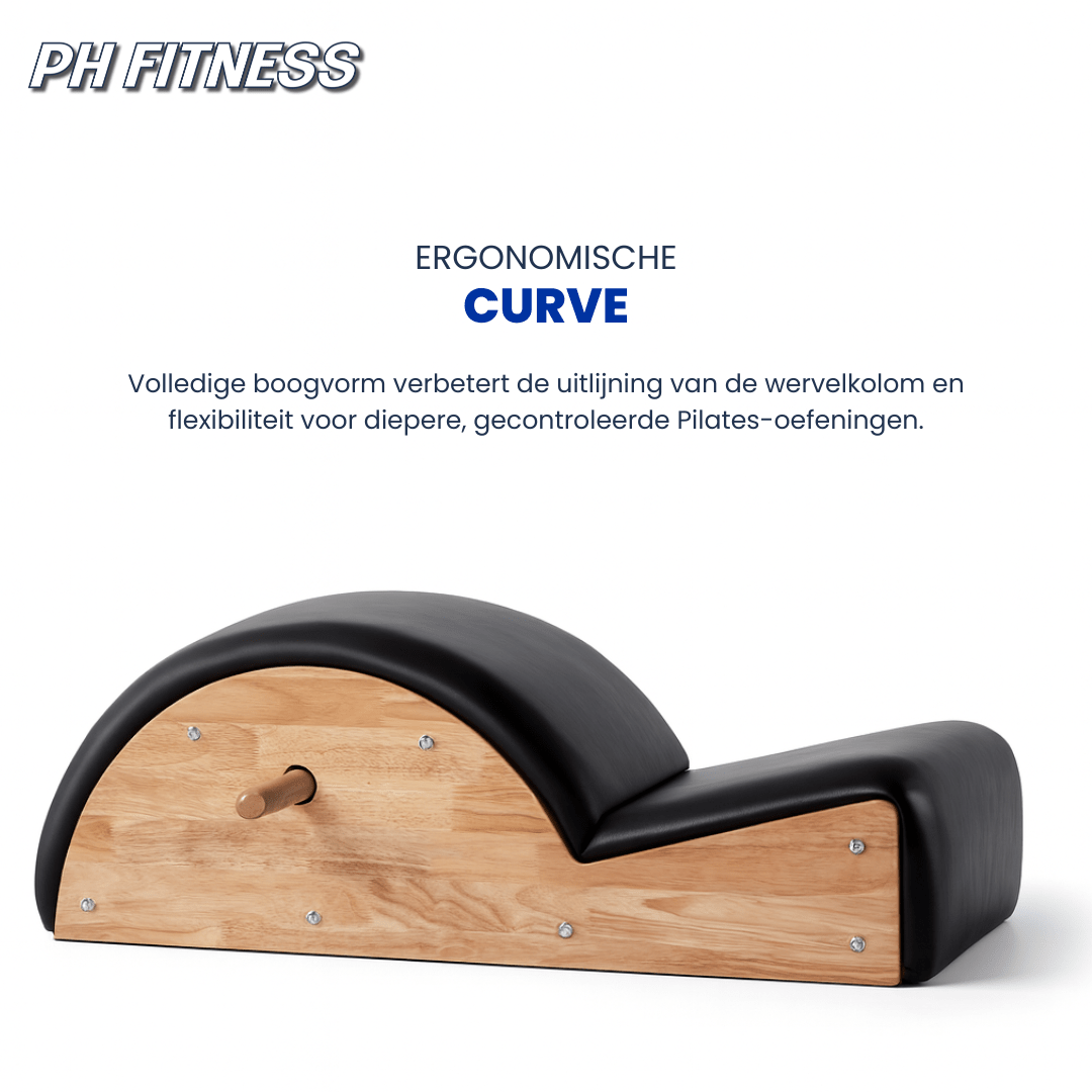 Vue latérale du Pilates Spine Corrector avec arc ergonomique