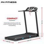 TR - 800 Opvouwbare Loopband – 1.5HP, 12km/u, Bluetooth App, 130kg Draagvermogen, 12 Programma’s - PH Fitness