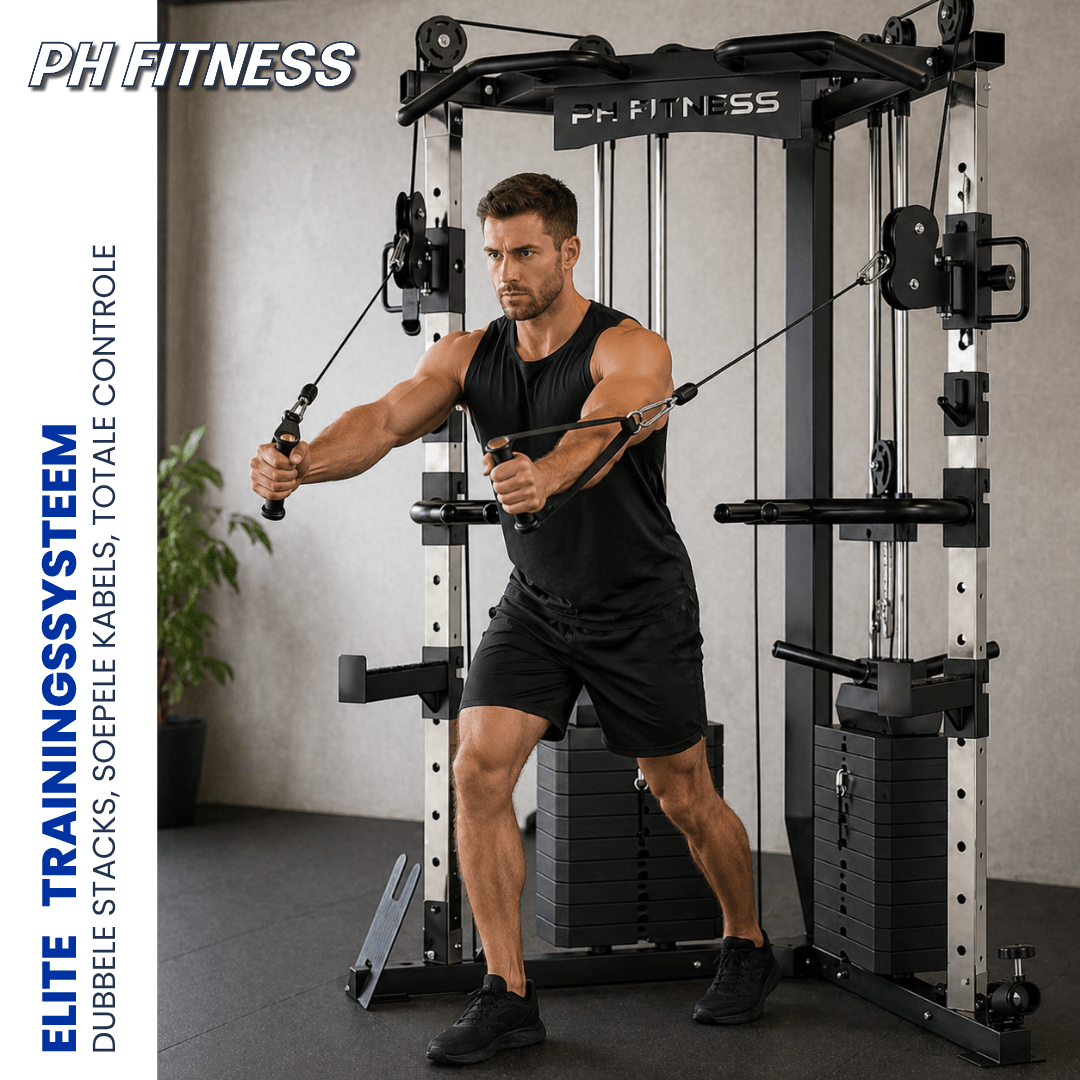 Sportif effectuant un écarté à la poulie sur le Cable Crossover V-Frame PH Fitness