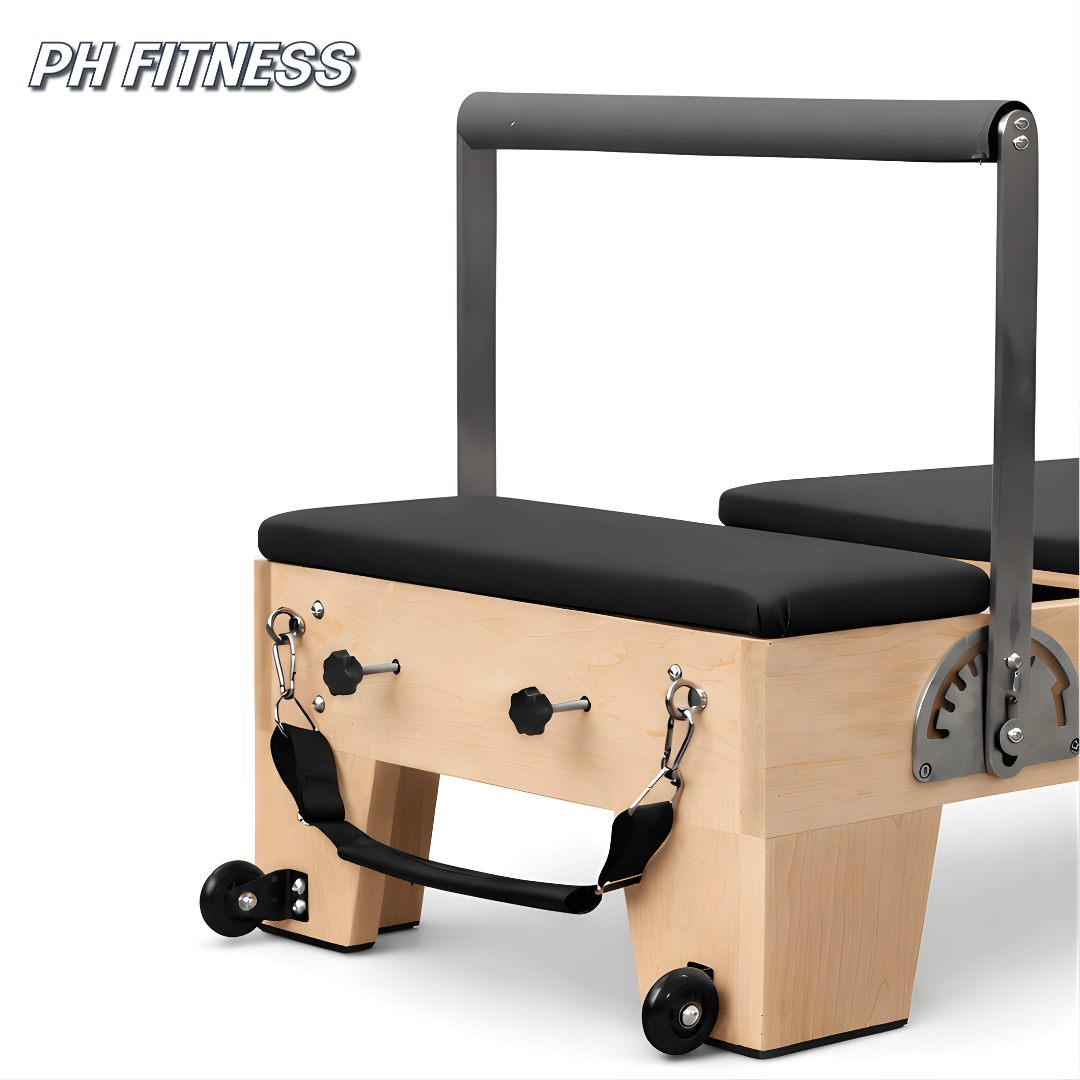 Roulettes de transport et points de fixation du Reformer en bois