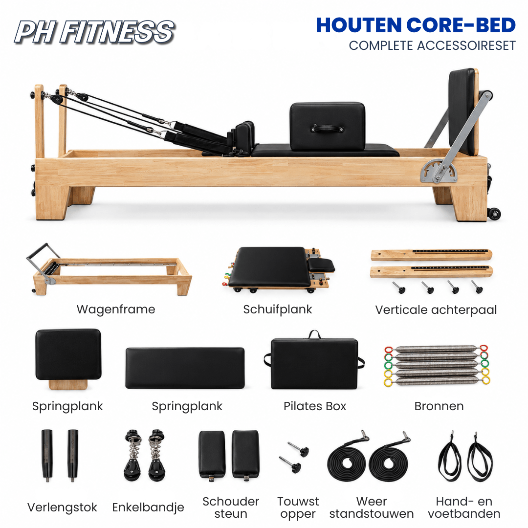 Ensemble complet d’accessoires du Reformer Pilates en bois